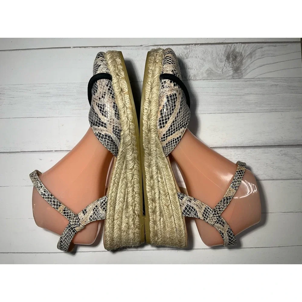 Eric Michael Leather Espadrilles‎ Emily Python Black and Tan Snake Print… - Picture 3 of 9